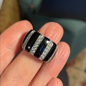 Ross Simons Belle Etoile “Regal” Black Onyx and .70 ct. t.w. CZ Women's Ring